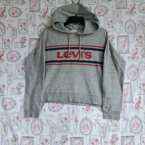 Levi's Sweatshirt Women's Small‎ Gray Hoodie Distressed Fleece Grunge Casual